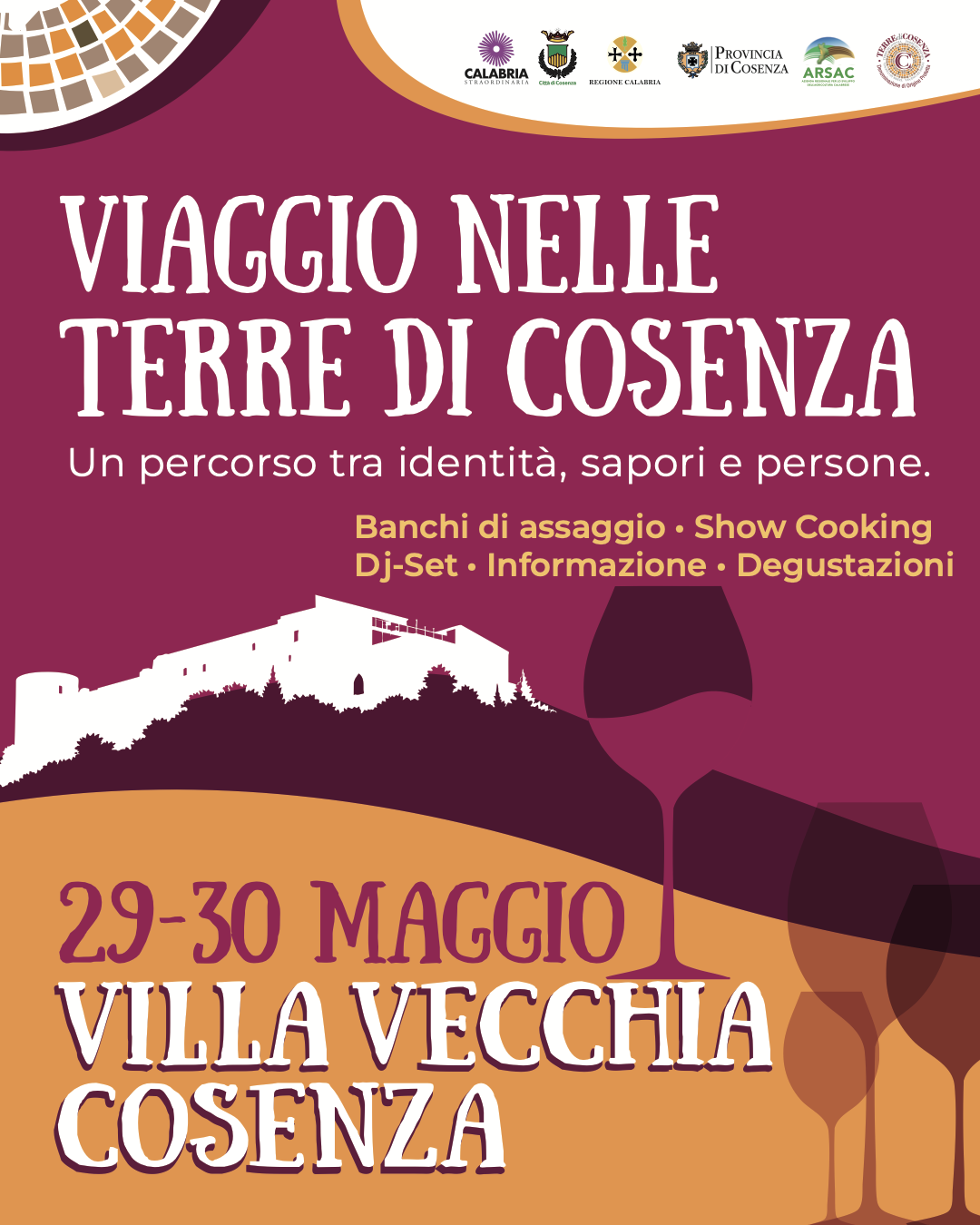 Locandina Viaggio nelle Terre di Cosenza, 29-30 maggio a Villa Vecchia Cosenza